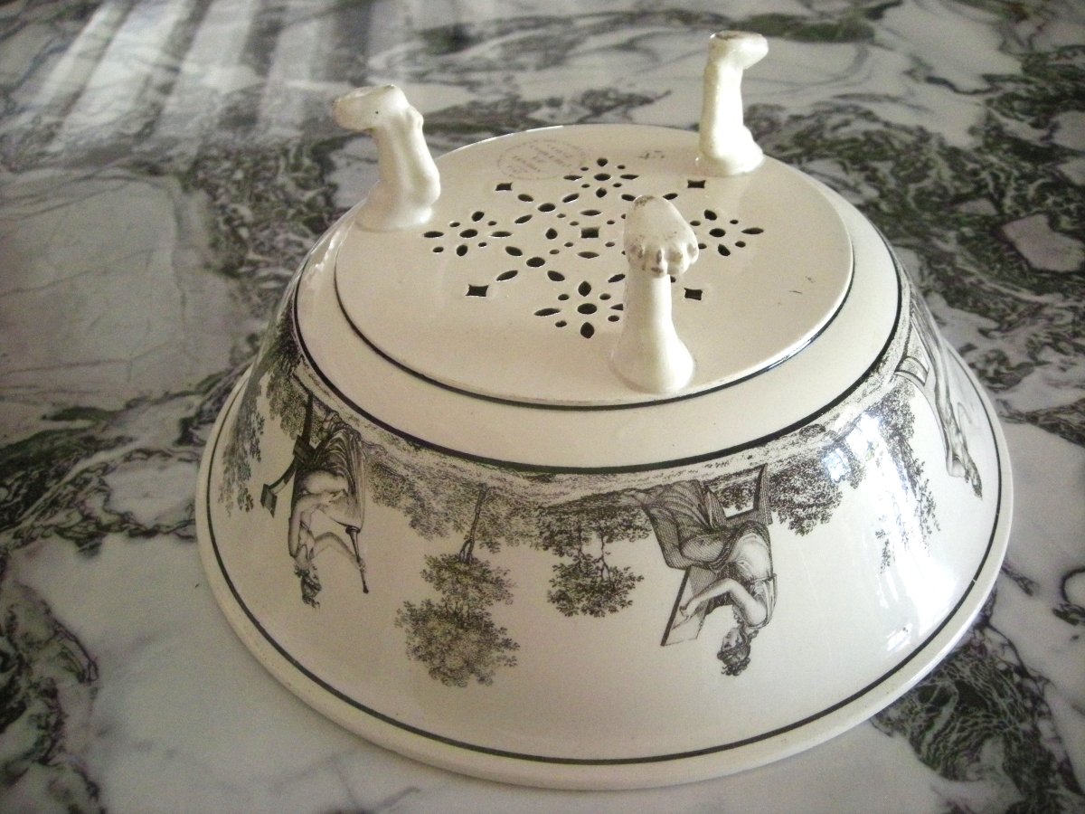 Egouttoir  à  Fraises  en  Faïence  Fine  1806  Manufacture  de  CREIL-photo-3