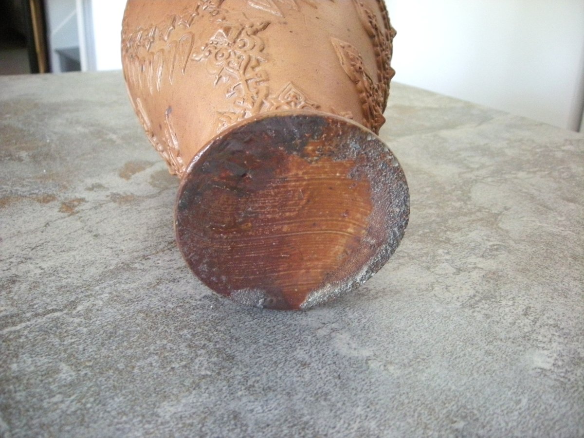 19th-century Stoneware Jug, "virgin On A Chair" By Jules Ziegler-photo-6