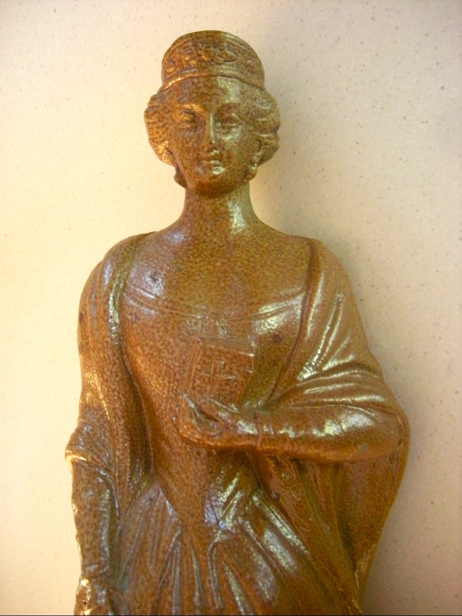 Bottle  Women's  Galante  19th Century  Beauvais Stoneware  -photo-2