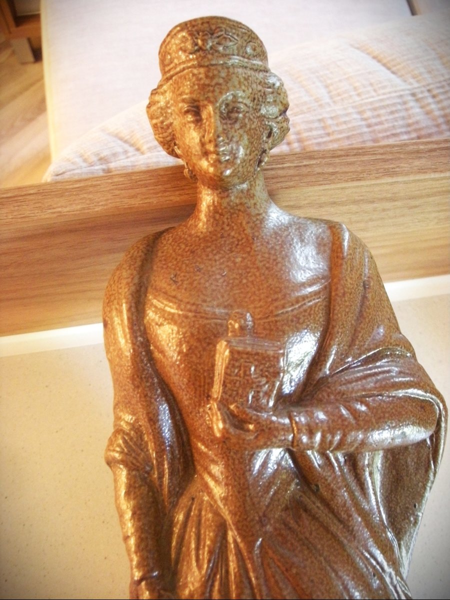 Bottle  Women's  Galante  19th Century  Beauvais Stoneware  -photo-4