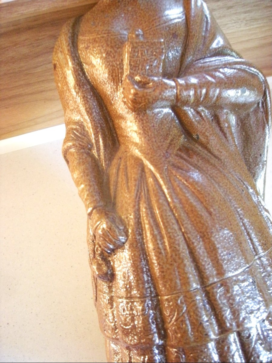 Bottle  Women's  Galante  19th Century  Beauvais Stoneware  -photo-1