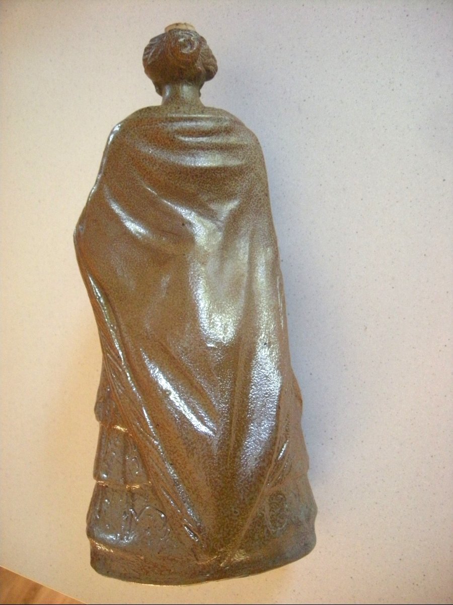 Bottle  Women's  Galante  19th Century  Beauvais Stoneware  -photo-5