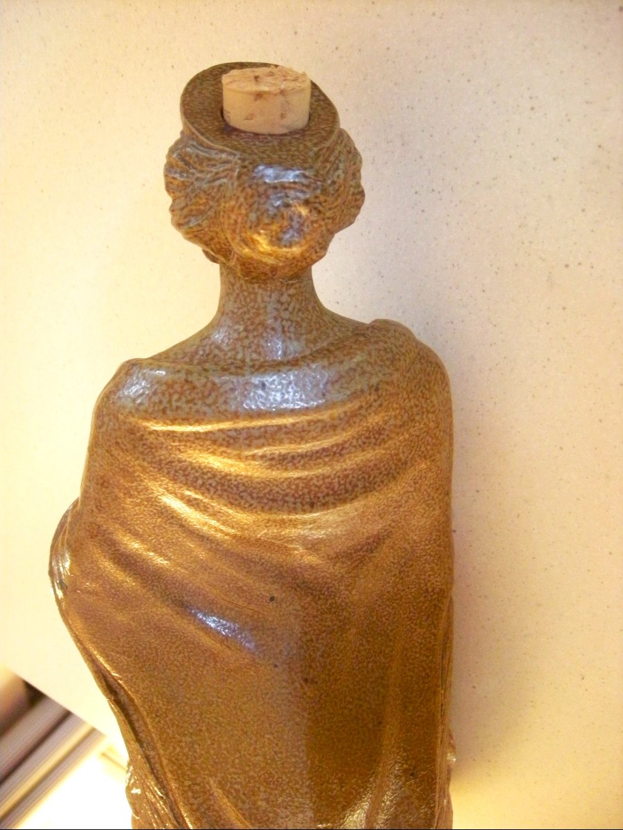 Bottle  Women's  Galante  19th Century  Beauvais Stoneware  -photo-6