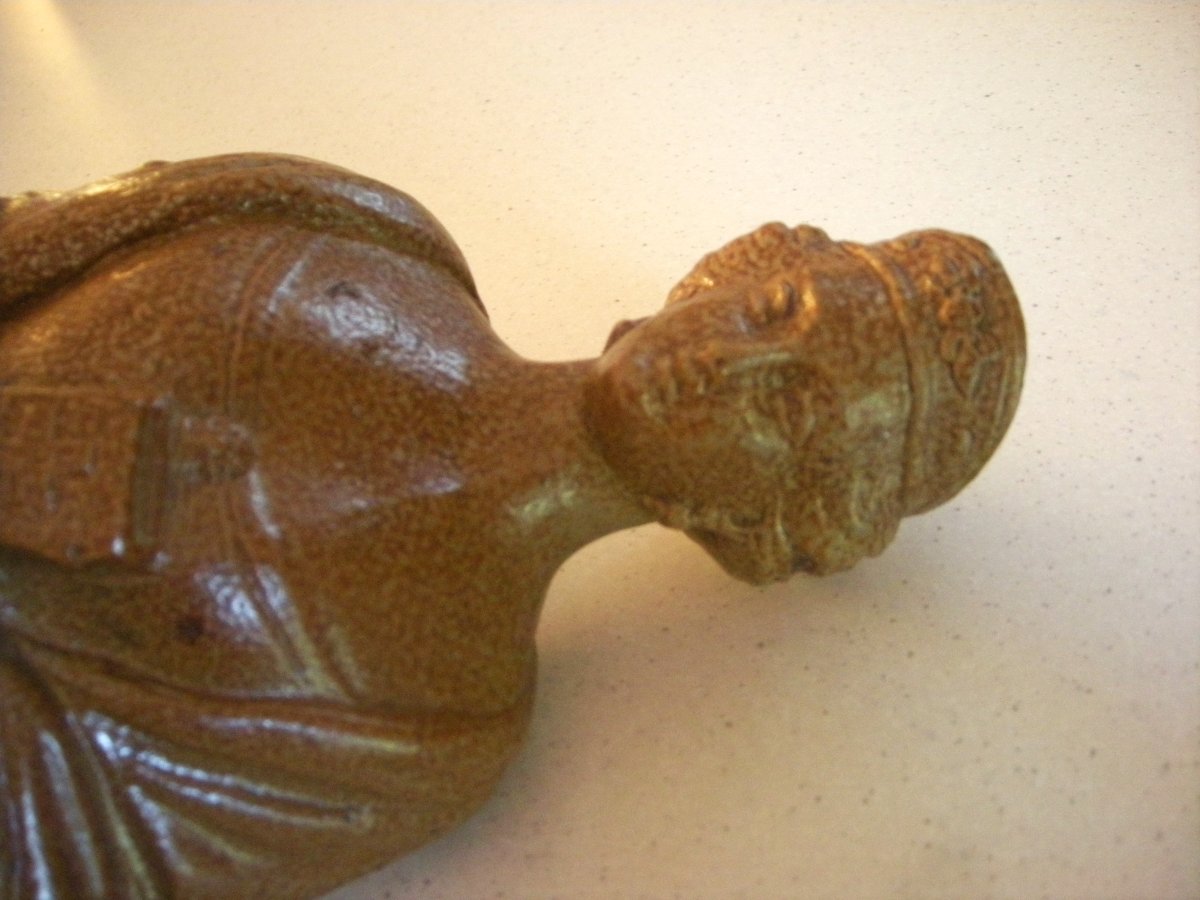 Bottle  Women's  Galante  19th Century  Beauvais Stoneware  -photo-8