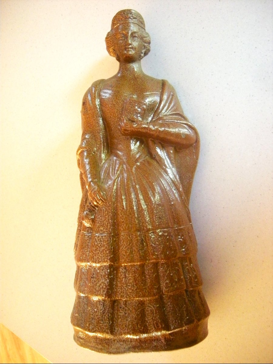 Bottle  Women's  Galante  19th Century  Beauvais Stoneware  