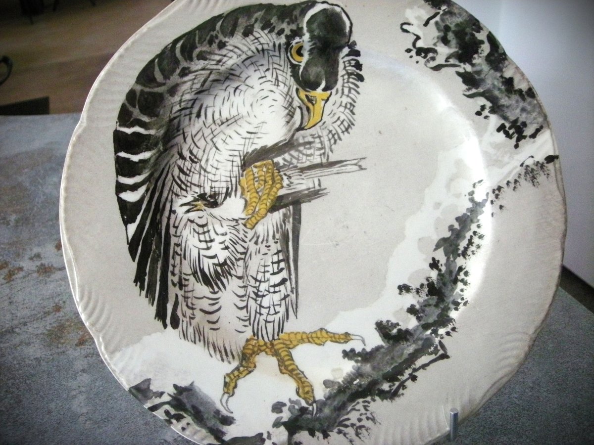 Assiette  Faïence  décor  Japonisant  de  Ernest  Léveillé