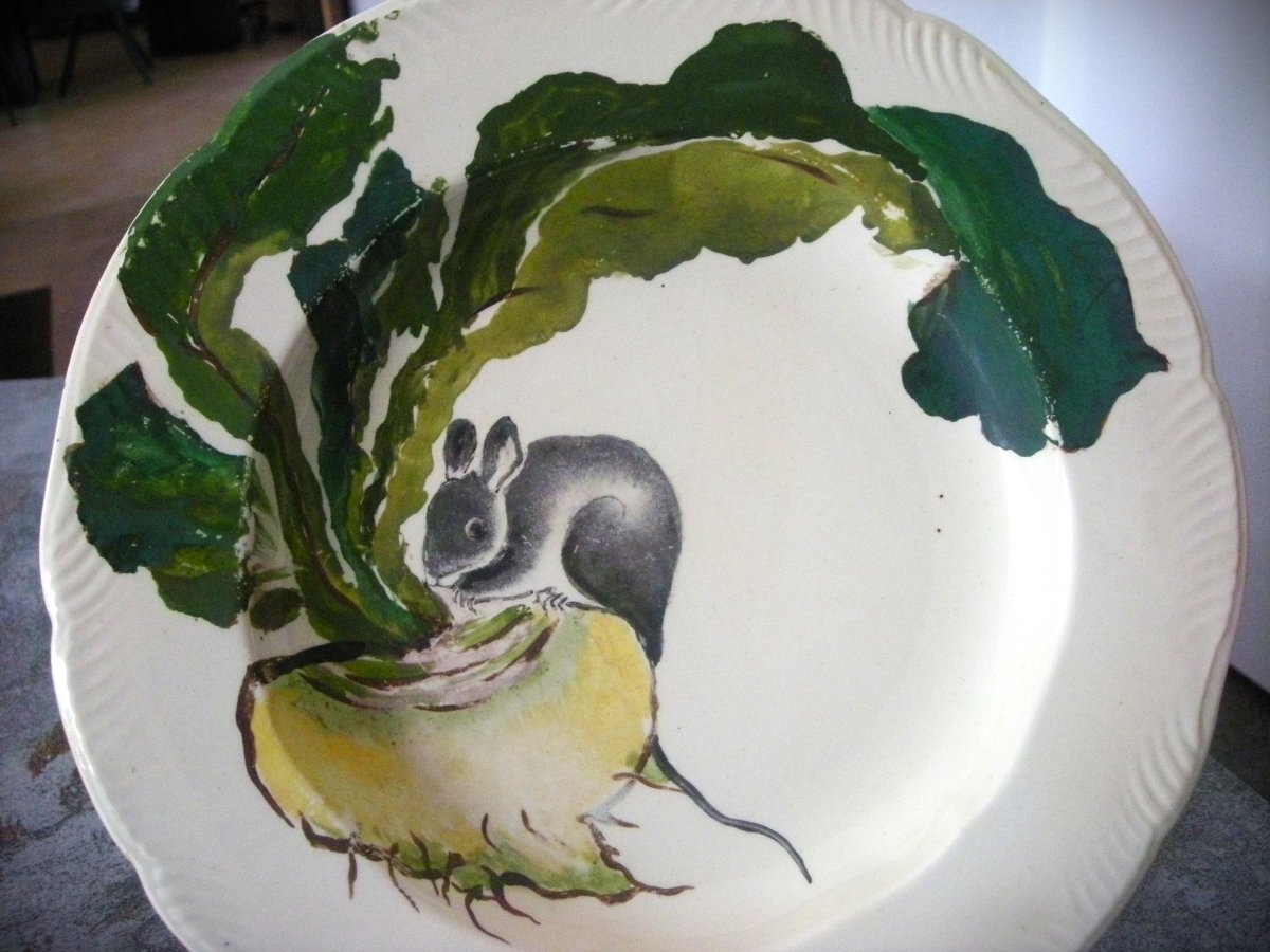 Japanese-style Earthenware Plate By Eugène Rousseau-photo-4