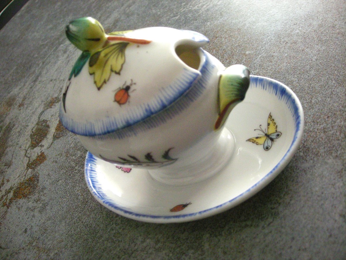 Moutardier Porcelaine  décor  Rousseau  de  Félix  Bracquemont-photo-3