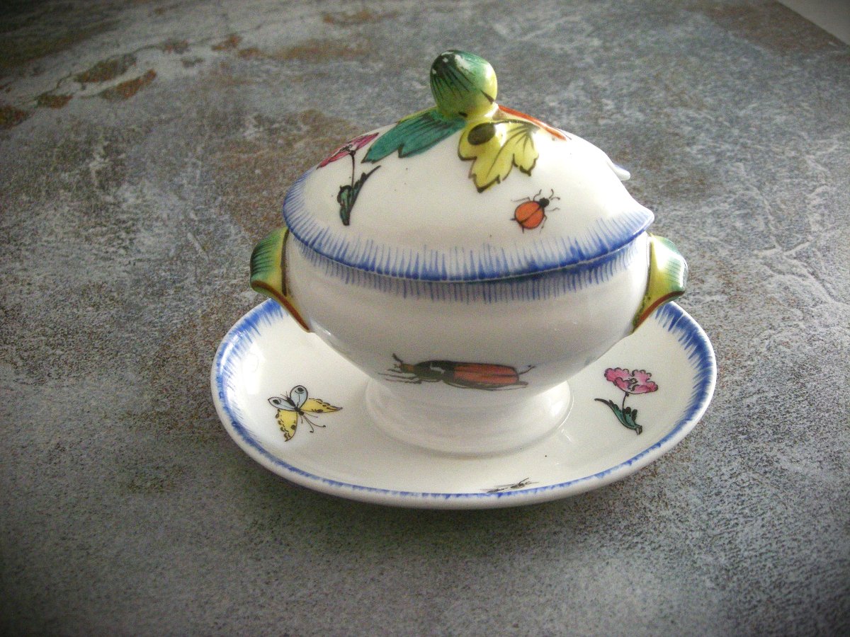 Moutardier Porcelaine  décor  Rousseau  de  Félix  Bracquemont-photo-1