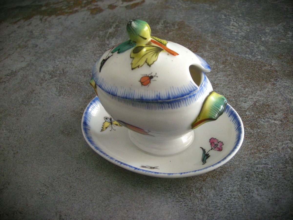 Moutardier Porcelaine  décor  Rousseau  de  Félix  Bracquemont-photo-2