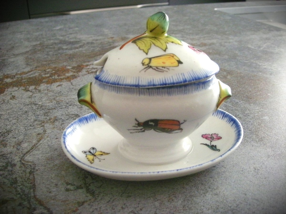 Moutardier Porcelaine  décor  Rousseau  de  Félix  Bracquemont