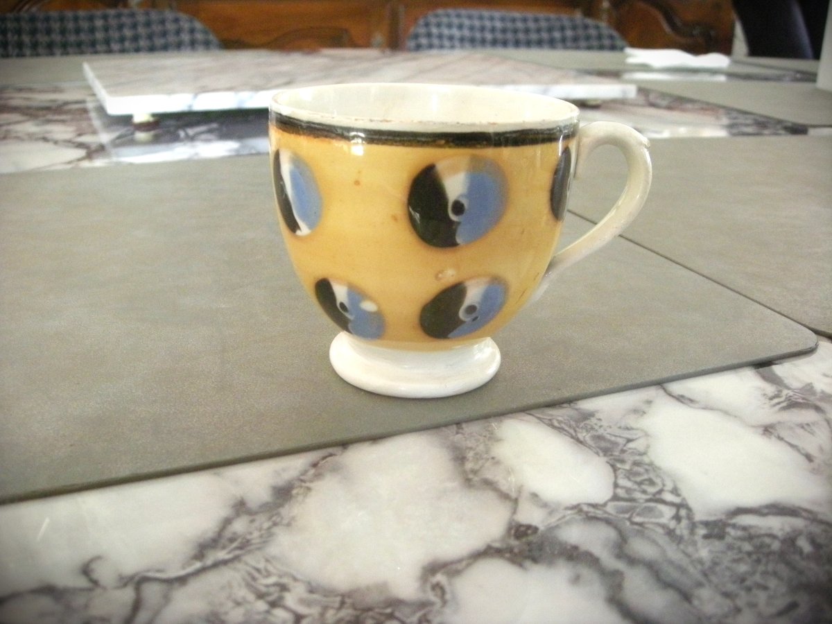 Tasse  Faïence  XIXème  décor  Oeil  de  Perdrix  Creil et Montereau-photo-3