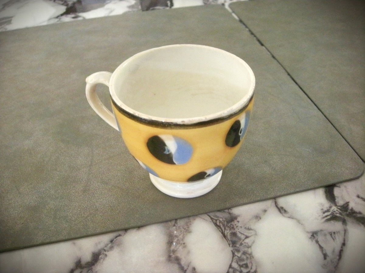 Tasse  Faïence  XIXème  décor  Oeil  de  Perdrix  Creil et Montereau-photo-2