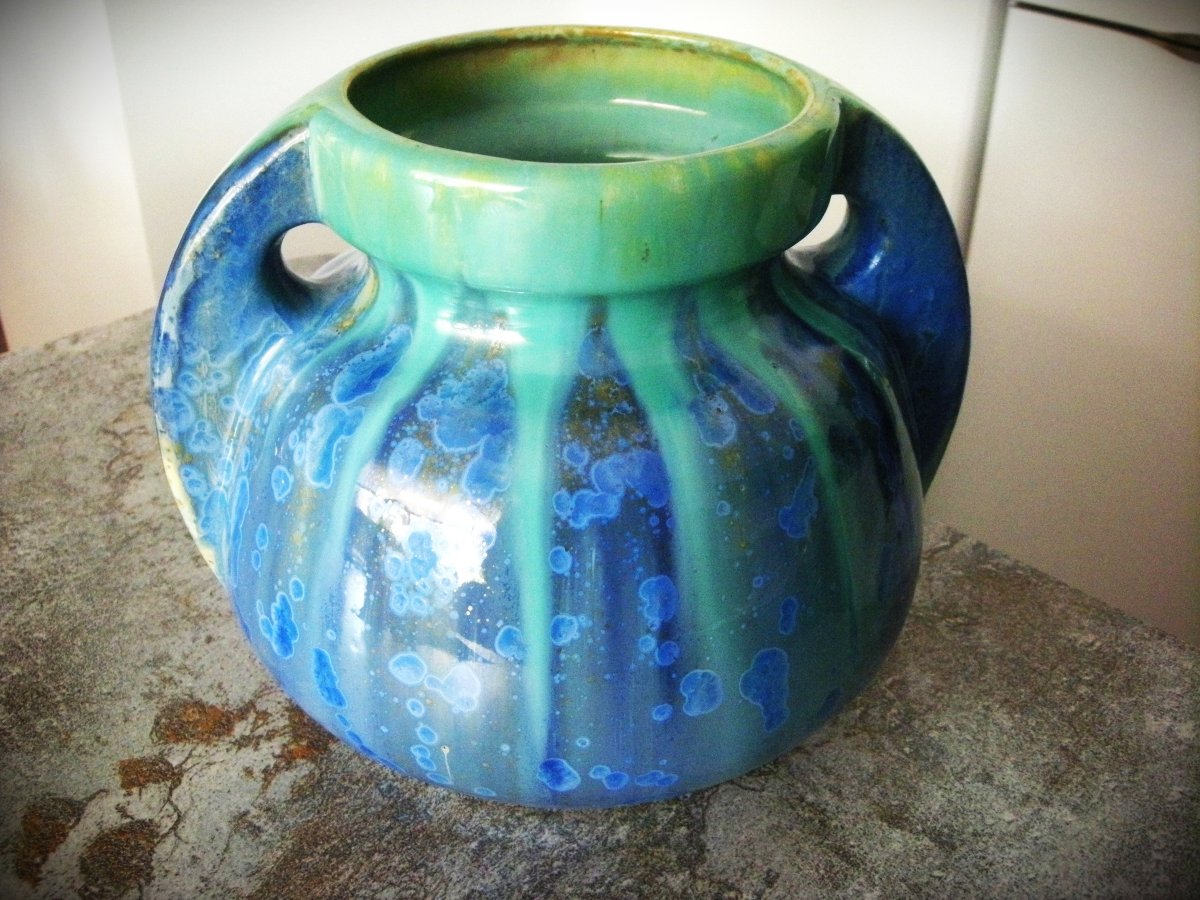 Vase  en  Grès  XXème  Art  Déco  signé  Pierrefonds