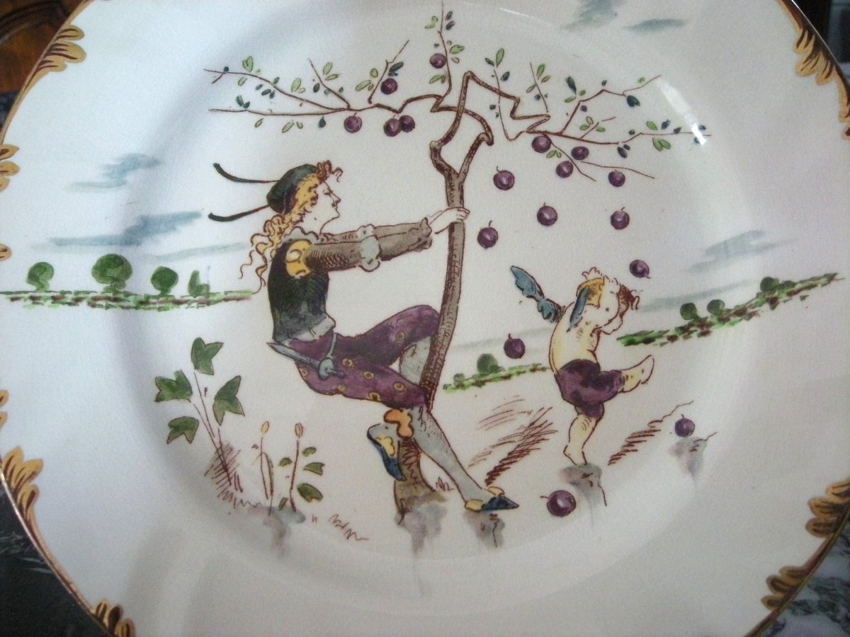 6  Assiettes  Faïence  1878  " Service  Parisien "  de  Creil  Montereau-photo-4