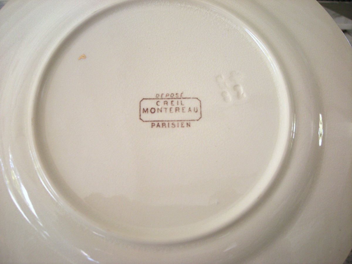 6  Assiettes  Faïence  1878  " Service  Parisien "  de  Creil  Montereau-photo-4