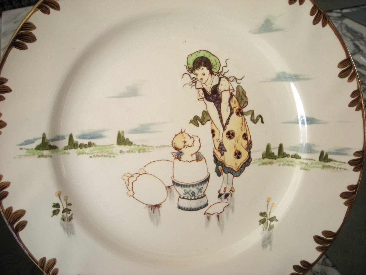 6  Large  Plates  Earthenware  1878  "parisian Service"  Creil  Montereau-photo-3
