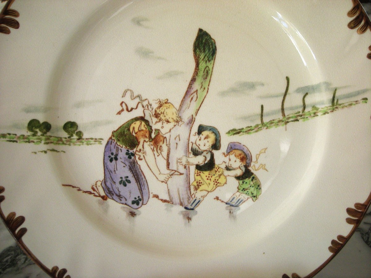 6  Grandes  Assiettes  Faïence  1878  " Service  Parisien "  Creil  Montereau-photo-4