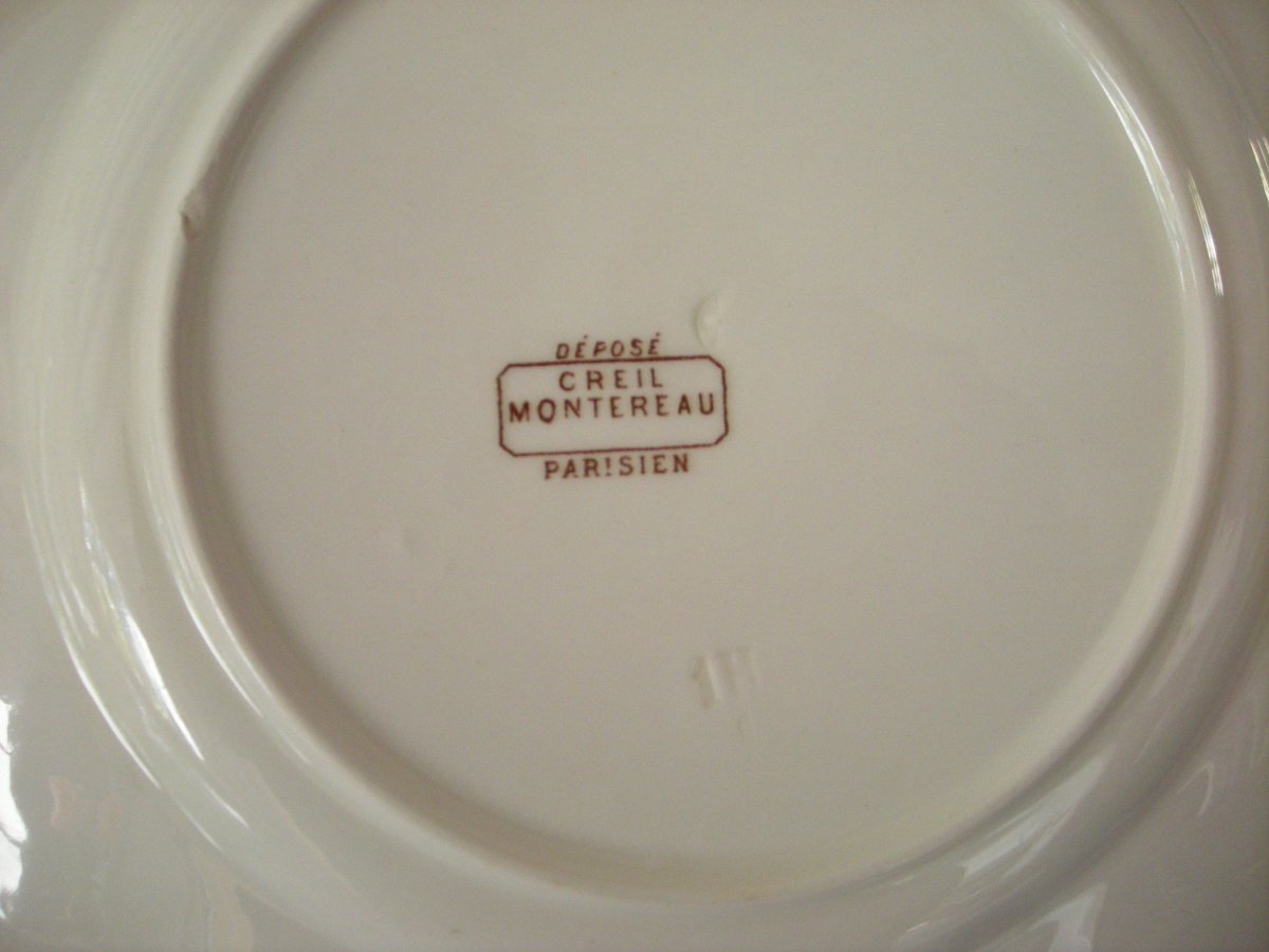 6  Grandes  Assiettes  Faïence  1878  " Service  Parisien "  Creil  Montereau-photo-4