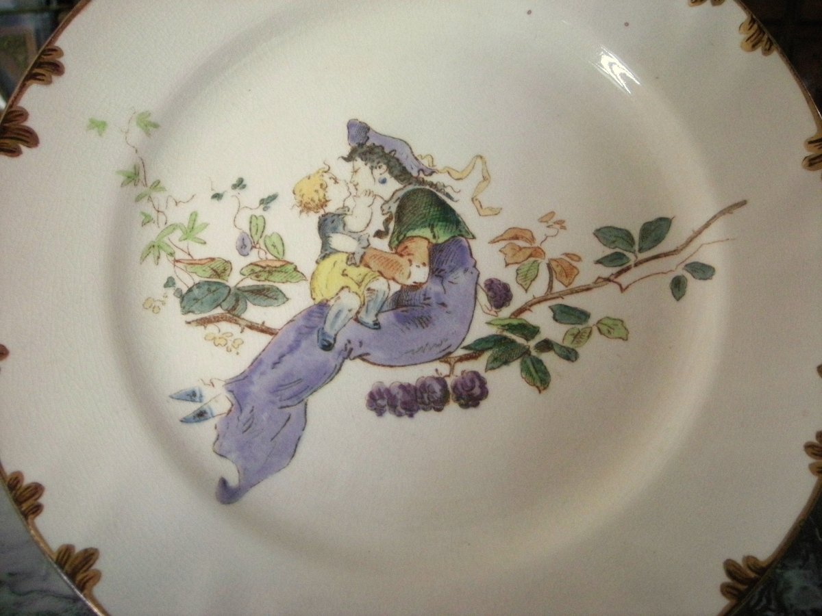 6  Plates  Earthenware  1878  "service Parisien"  From  Creil Montereau-photo-3