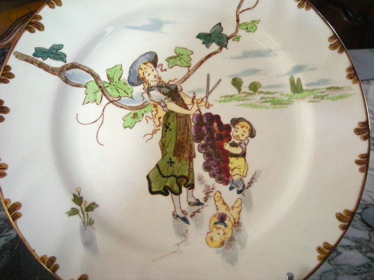 6  Plates  Earthenware  1878  "service Parisien"  From  Creil Montereau-photo-4