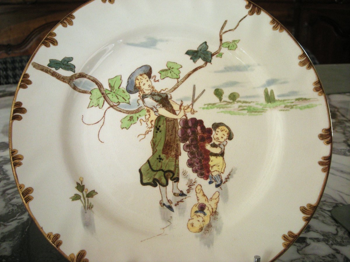 6  Plates  Earthenware  1878  "service Parisien"  From  Creil Montereau-photo-2