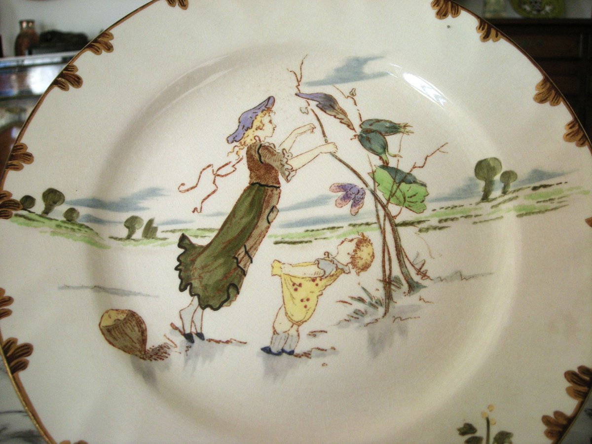 6  Plates  Earthenware  1878  "service Parisien"  From  Creil Montereau-photo-3