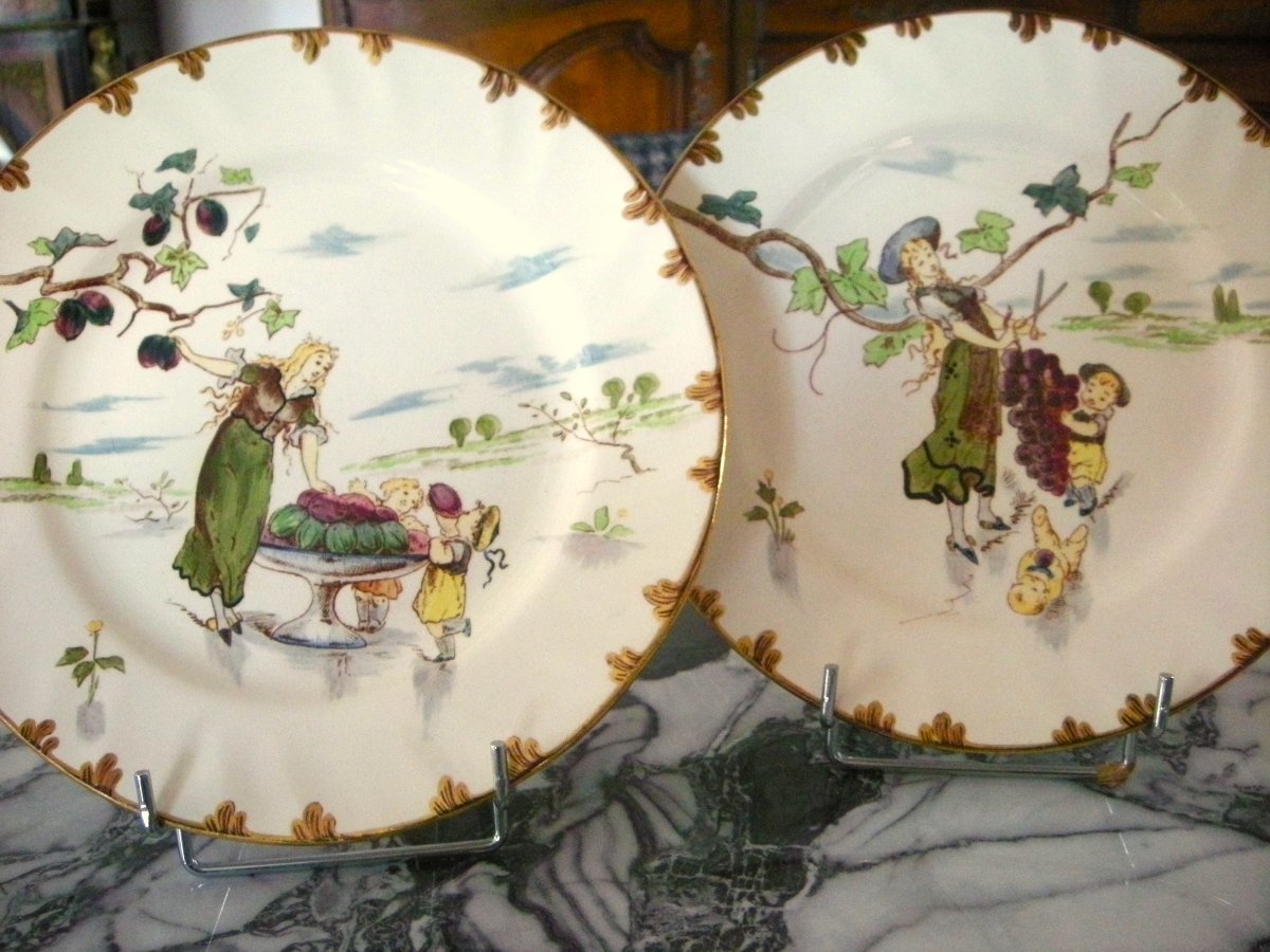 6  Plates  Earthenware  1878  "service Parisien"  From  Creil Montereau-photo-4