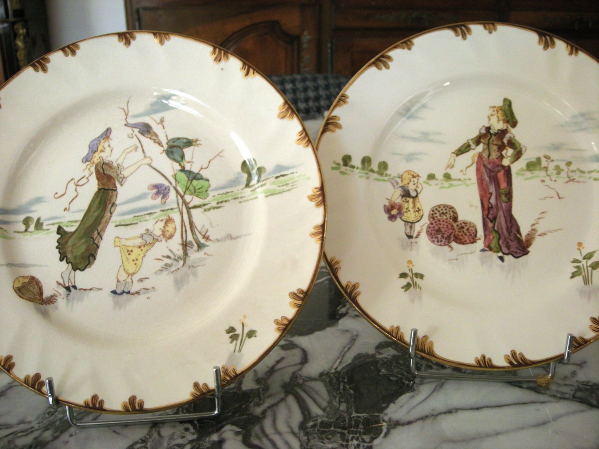 6  Plates  Earthenware  1878  "service Parisien"  From  Creil Montereau-photo-6
