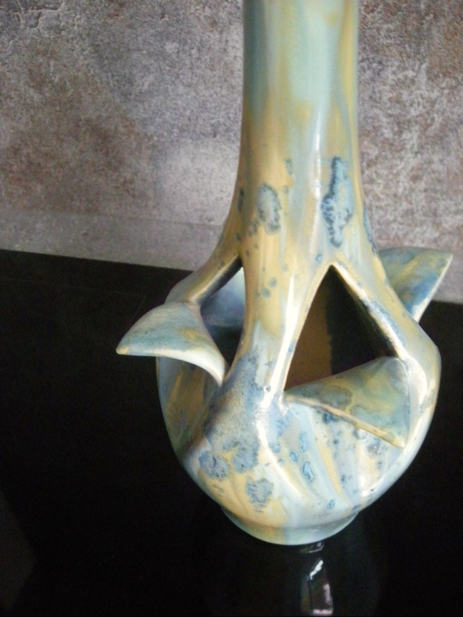 Vase  Grès  Art  Nouveau  Début  XXème  Manufacture  de  Pierrefonds-photo-2