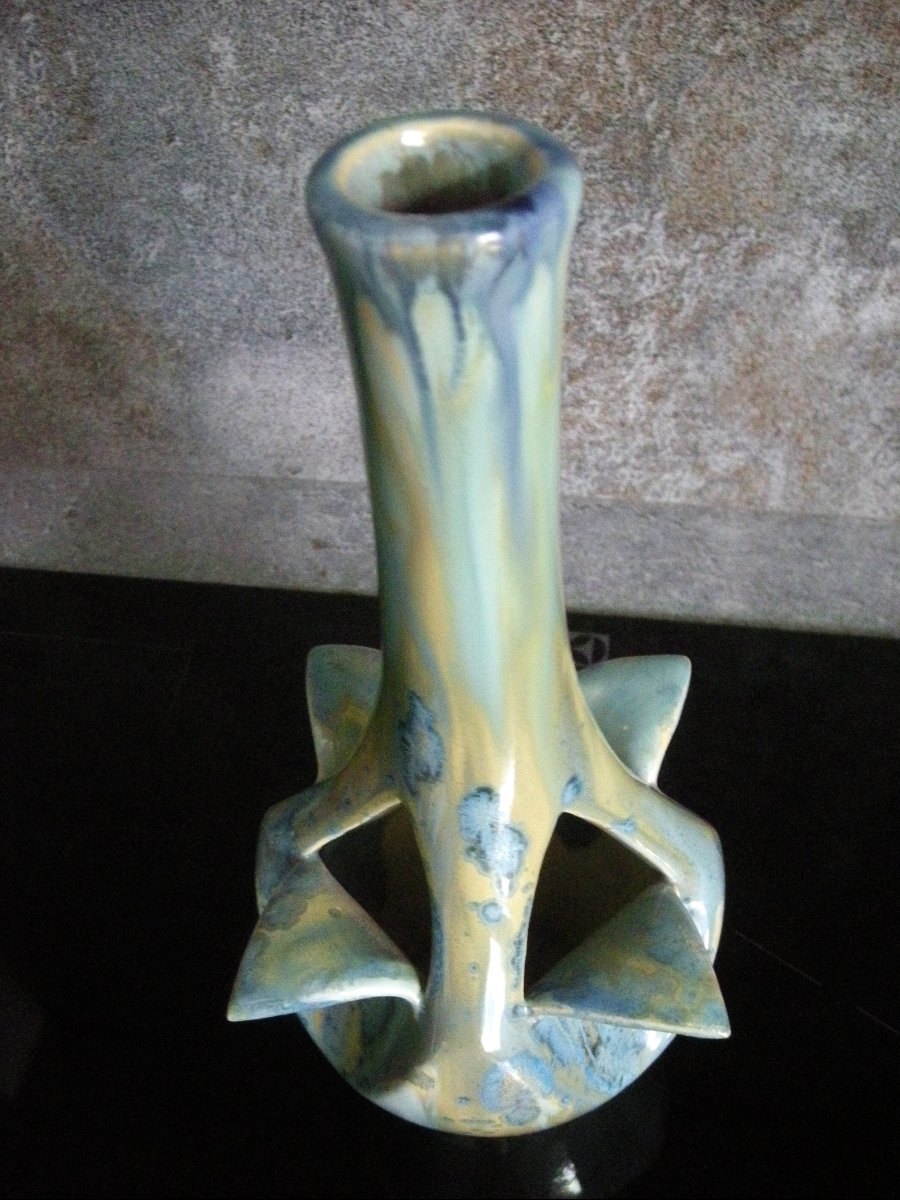 Vase  Grès  Art  Nouveau  Début  XXème  Manufacture  de  Pierrefonds-photo-4