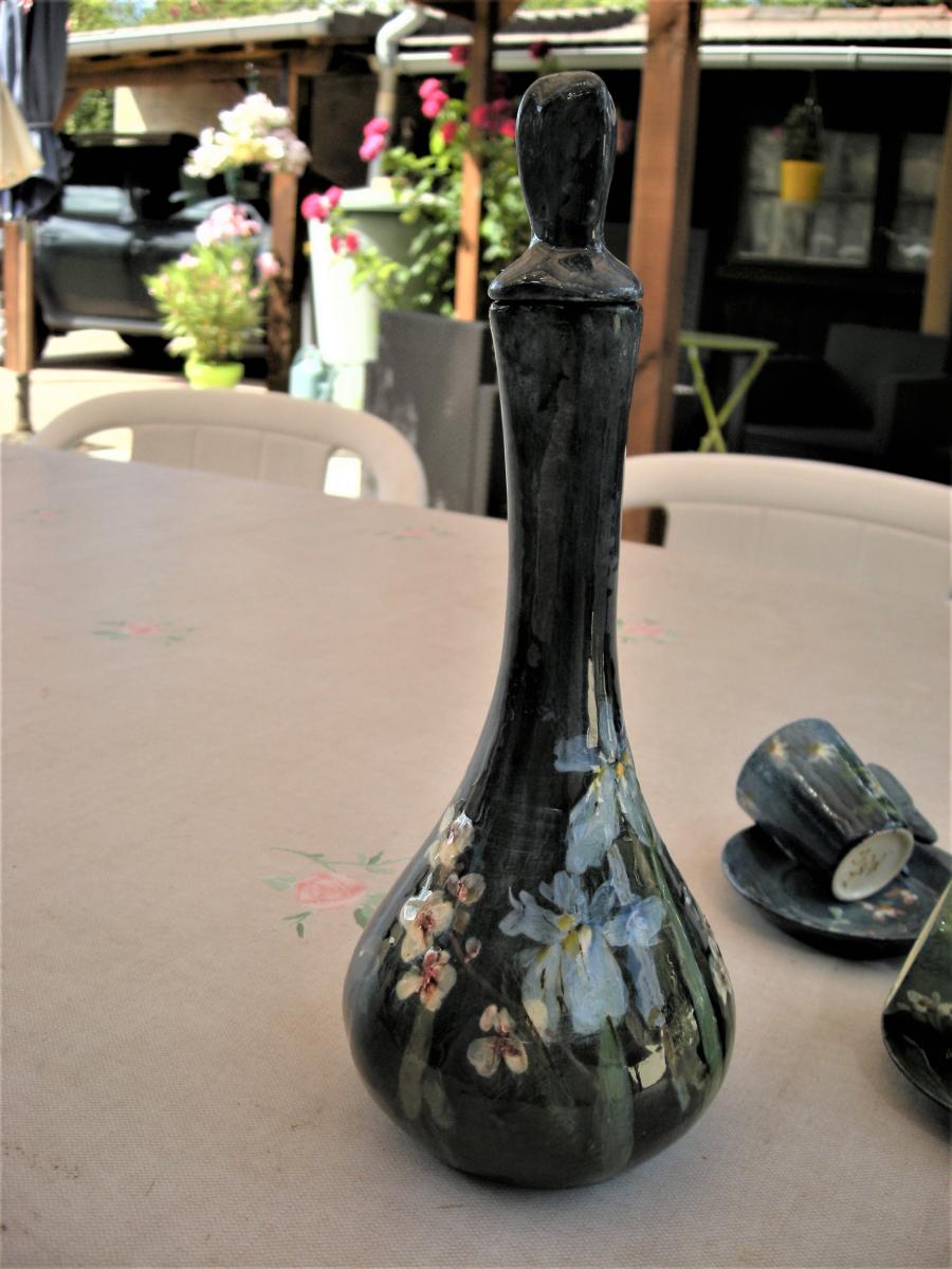 TASSES/SOUCOUPES ET  CARAFE  BARBOTINE DE MONTIGNY-photo-2