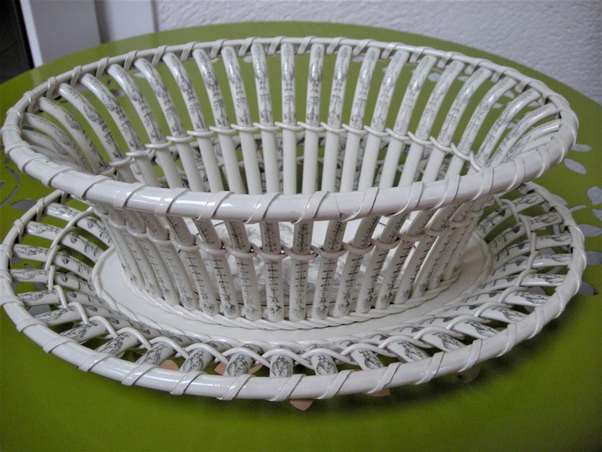 Corbeille Faience Fine Decor Antique Vers 1814 Signee Creil