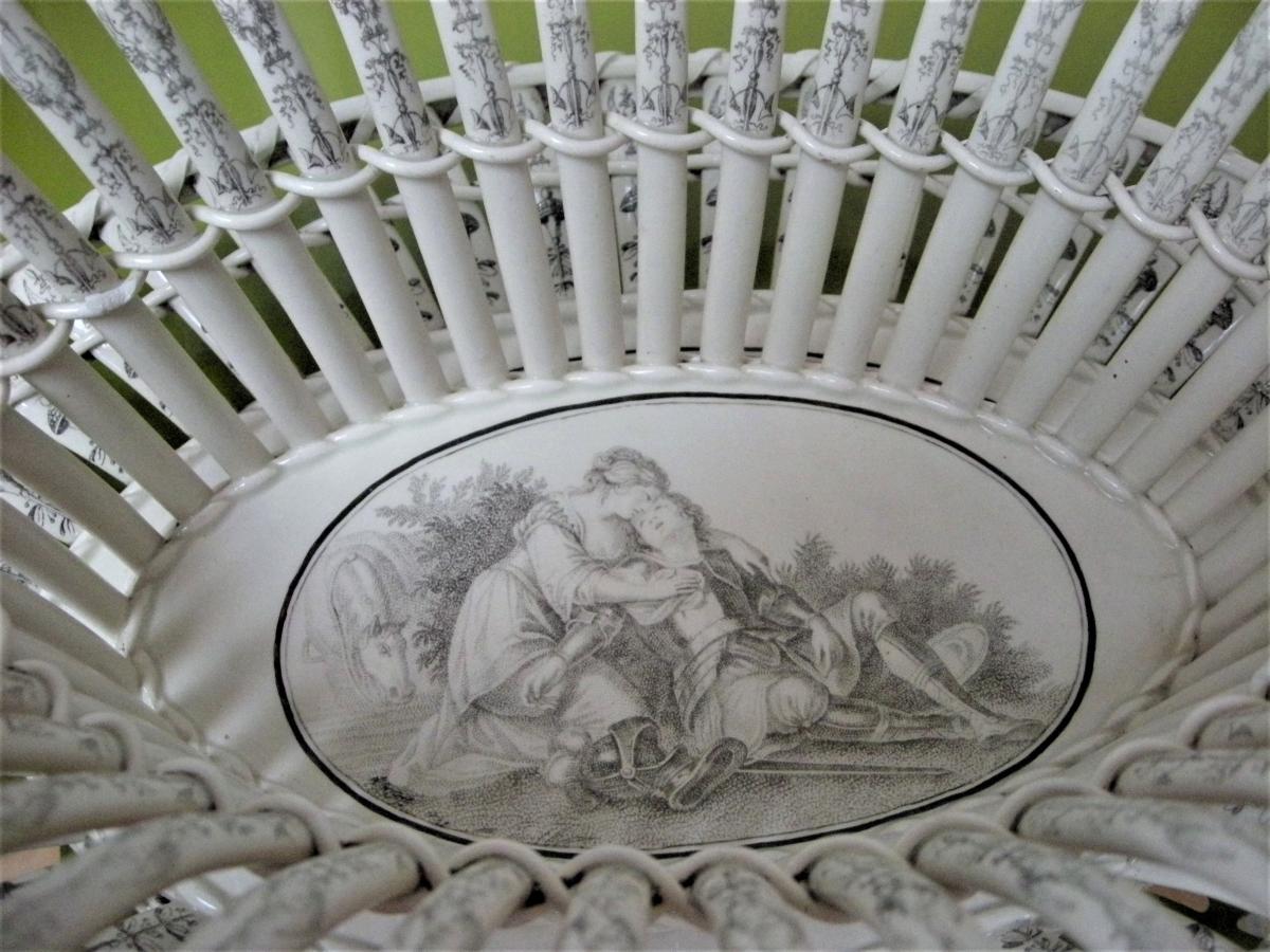 Corbeille Faience Fine Decor Antique Vers 1814 Signee Creil-photo-3