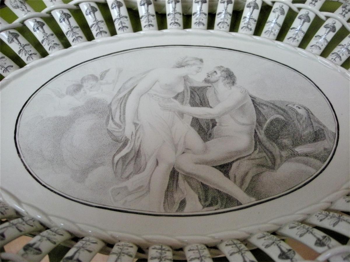 Corbeille Faience Fine Decor Antique Vers 1814 Signee Creil-photo-2