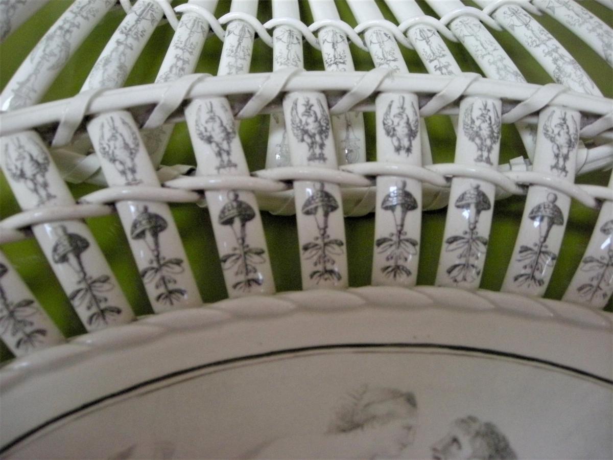 Corbeille Faience Fine Decor Antique Vers 1814 Signee Creil-photo-3