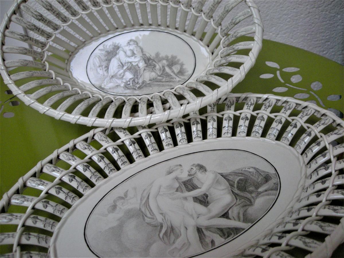 Corbeille Faience Fine Decor Antique Vers 1814 Signee Creil-photo-7