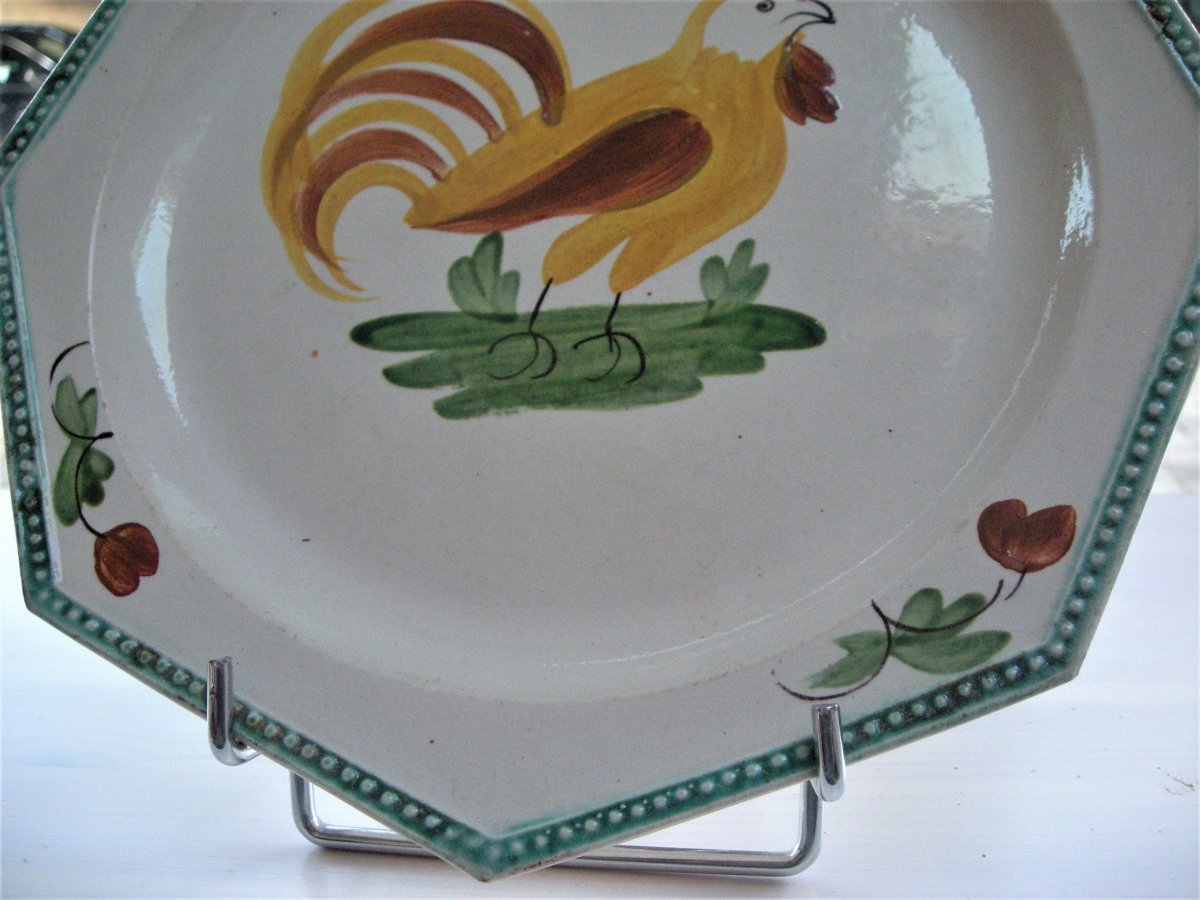 Fine Earthenware Plate 1820/1825 Decor Au Coq D 'aumale-photo-4