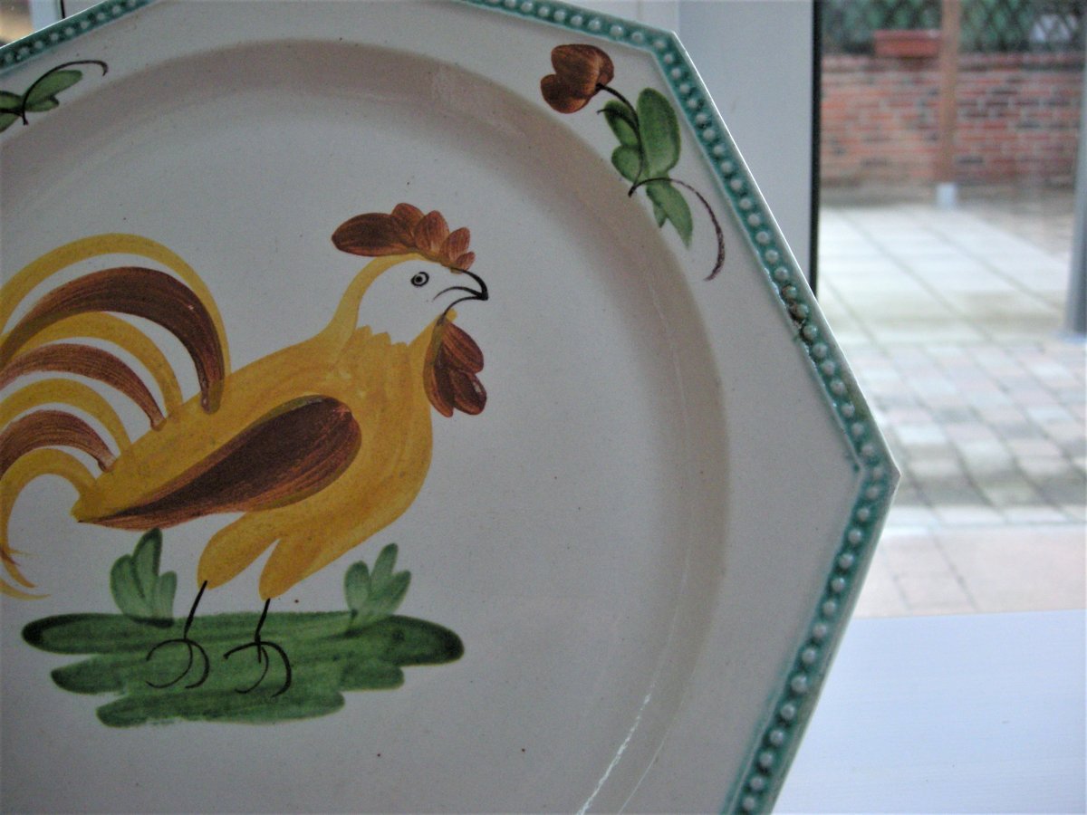 Fine Earthenware Plate 1820/1825 Decor Au Coq D 'aumale-photo-1