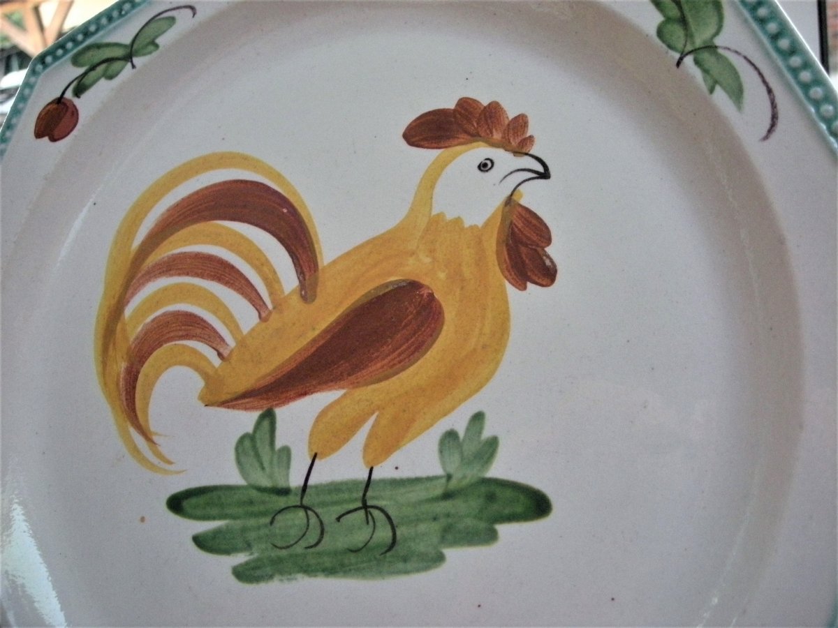 Fine Earthenware Plate 1820/1825 Decor Au Coq D 'aumale-photo-3