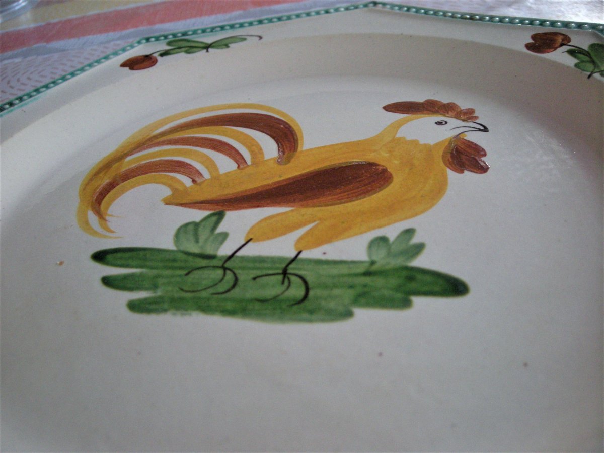 Fine Earthenware Plate 1820/1825 Decor Au Coq D 'aumale-photo-6