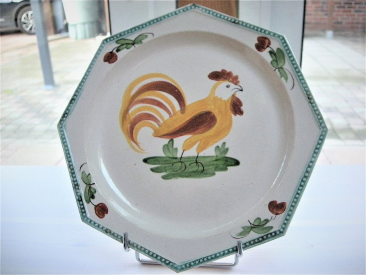 Assiette  En  Faience  Fine  1820 / 1825  Decor  Au  Coq   d' Aumale