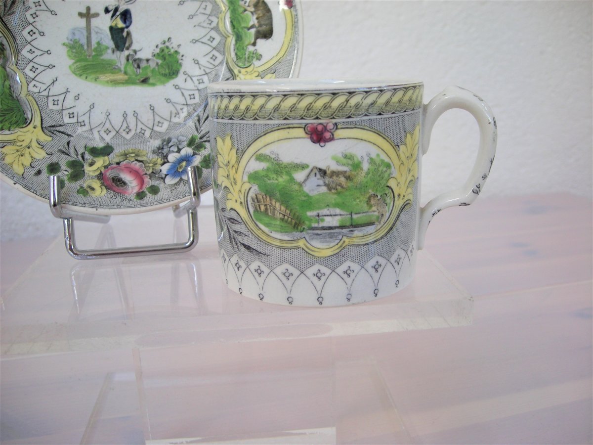 Opaque 1844 Creil Et Montereau Porcelain Cup / Saucer-photo-2
