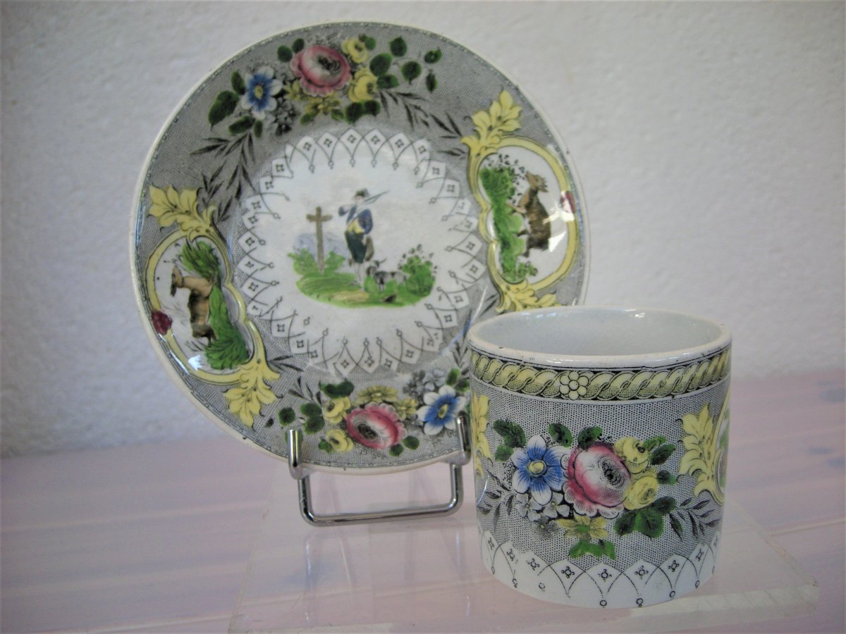 Opaque 1844 Creil Et Montereau Porcelain Cup / Saucer