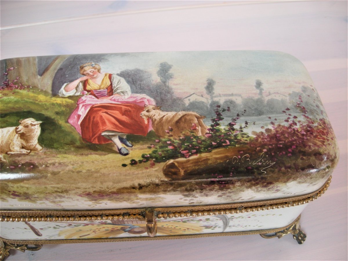 Jewelery Box In Faience 1867 Signed Montereau-photo-2