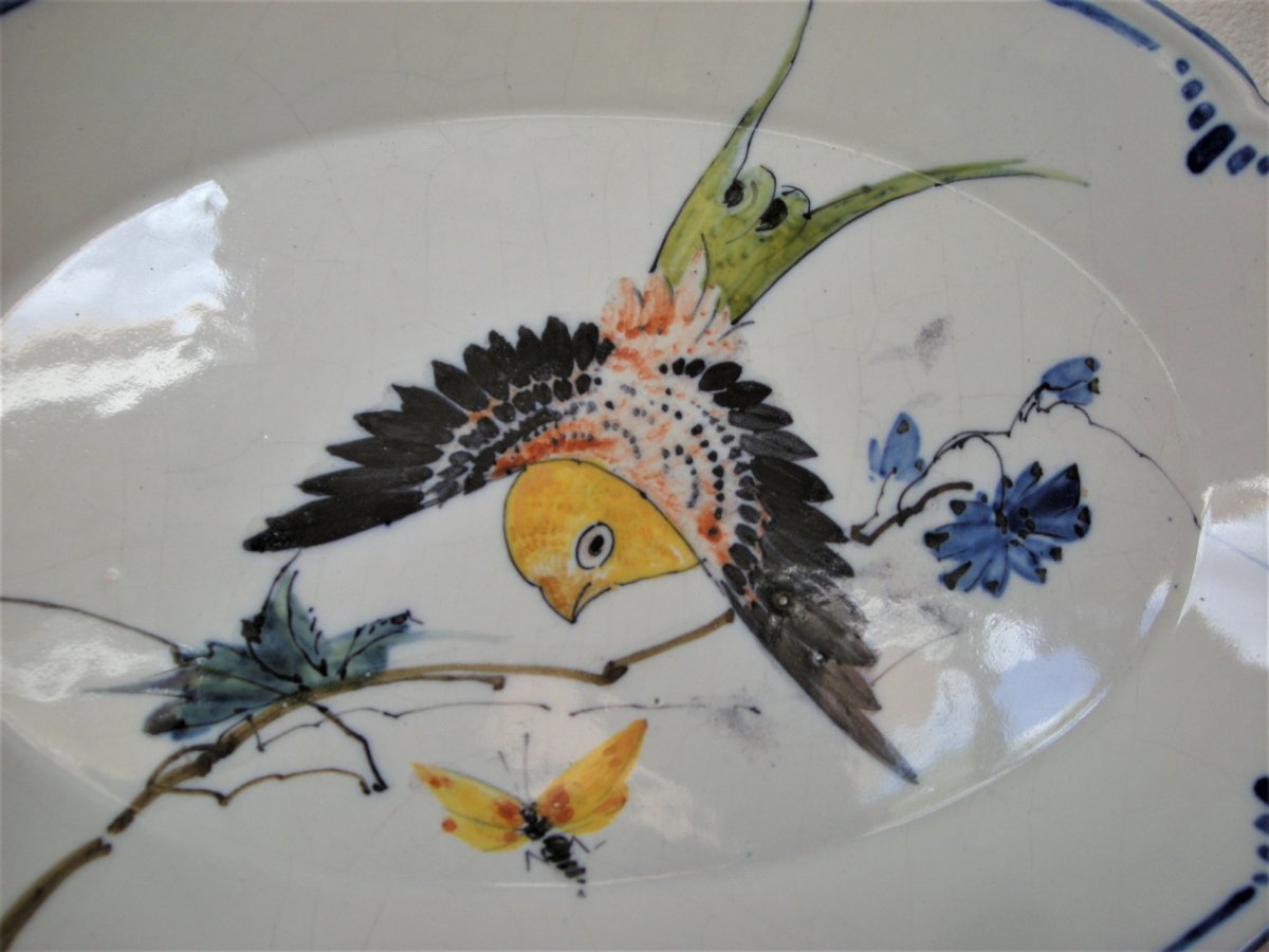 Oval Faience Dish 1860 Atelier Laurin De Bourg La Reine-photo-3