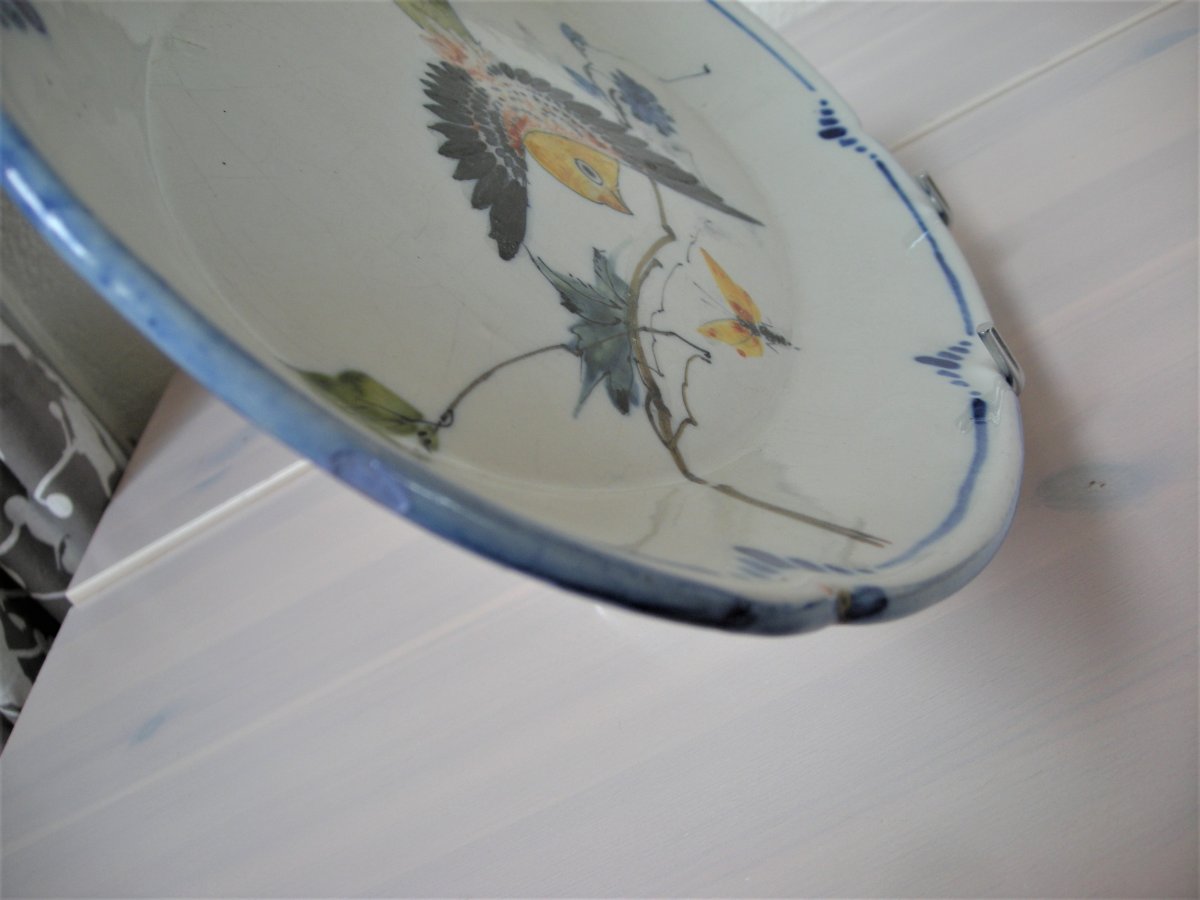 Oval Faience Dish 1860 Atelier Laurin De Bourg La Reine-photo-5