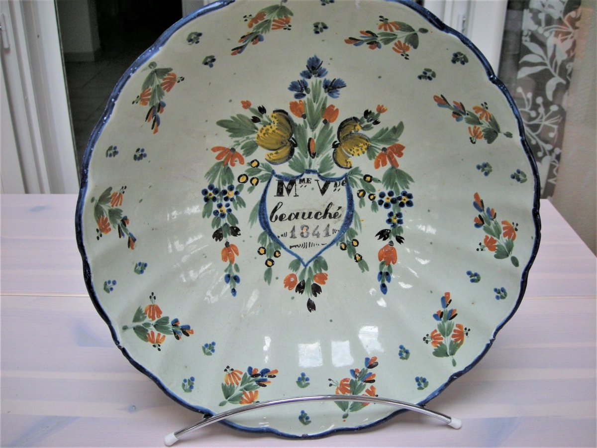 Saladier  Faience  XIXème  Patronymique  De  Roanne