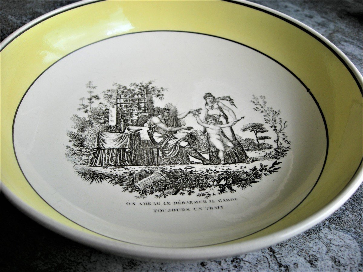 Round And Hollow Dish In Fine Earthenware Decor Grisaille De Creil Around 1818-photo-4