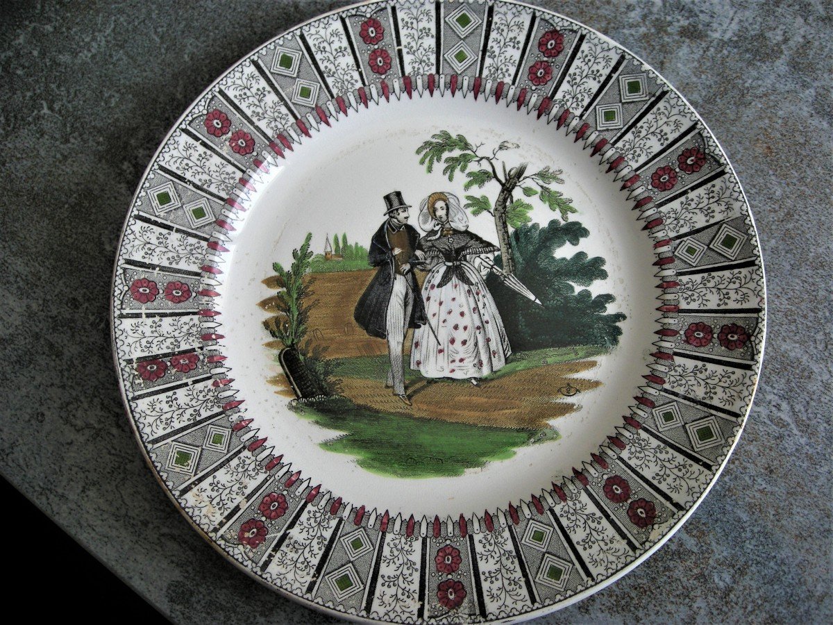 6  ASSIETTES  PORCELAINE  OPAQUE  1839  DECOR -photo-3